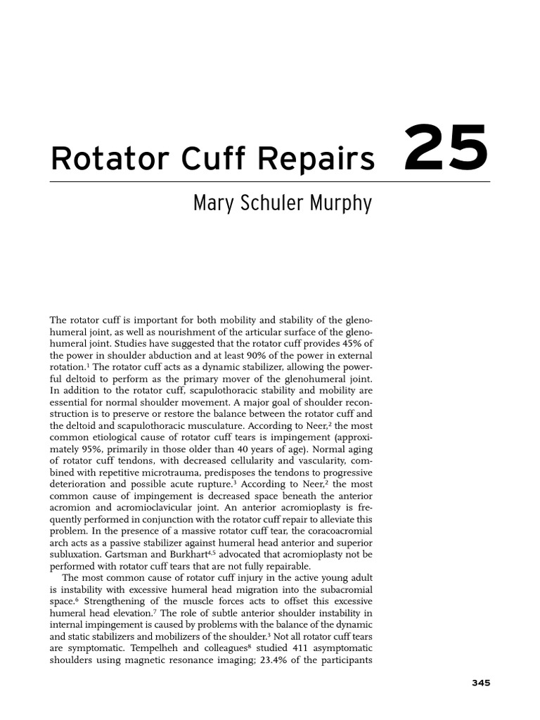 Rotator Cuff Repairs Mary Schuler Murphy PDF Shoulder Joints