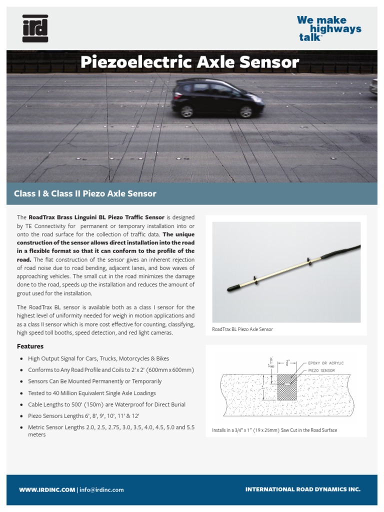 RoadTrax BL Piezo Axle Sensor A Technical Overview of a Class I and