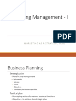 Marketing Management - I: Strategic Planning and Situation Analysis