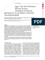 “Wind of change” the role of human  centered healthcare factors   in the implementation of clinical  governance in an Italian University  teaching hospital