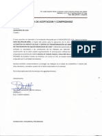 Carta de Aceptacion Y Compromiso: Construcción, Consulton'a y Fiscalización