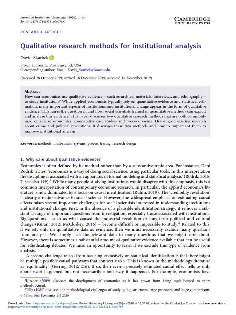 qualitative research methods for institutional analysis