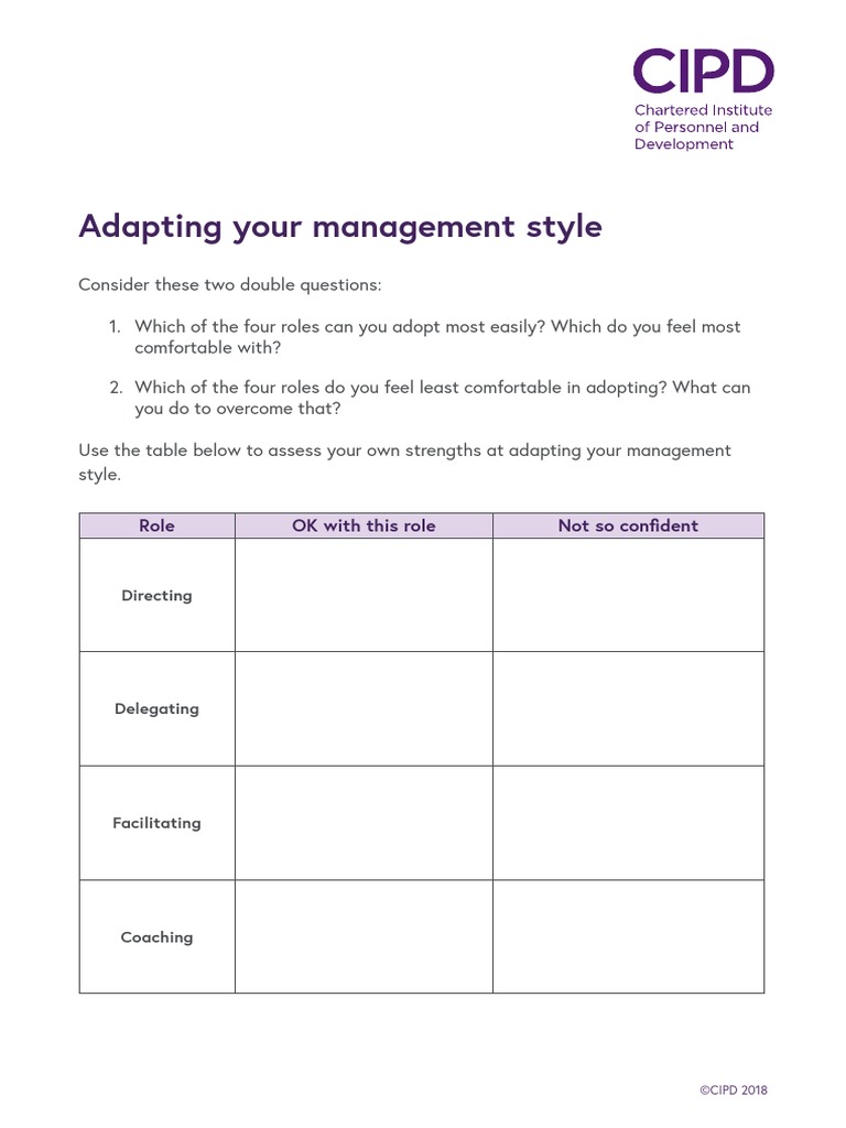 Adapting Your Management Style PDF | PDF