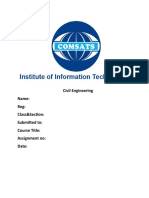 Civil Engineering Name: Reg: Class&Section: Submitted To: Course Title: Assignment No: Date