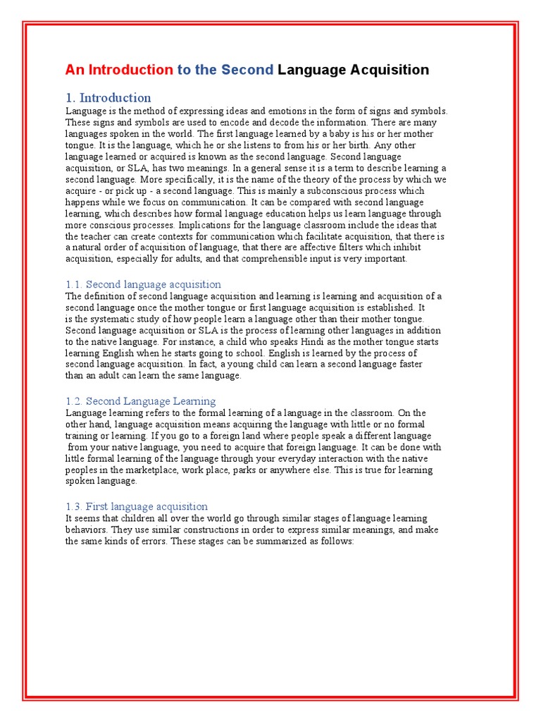 Understanding Second Language Acquisition | PDF | Second Language ...