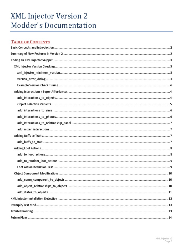 XML Injector Modder's Documentation PDF Xml Computer Programming