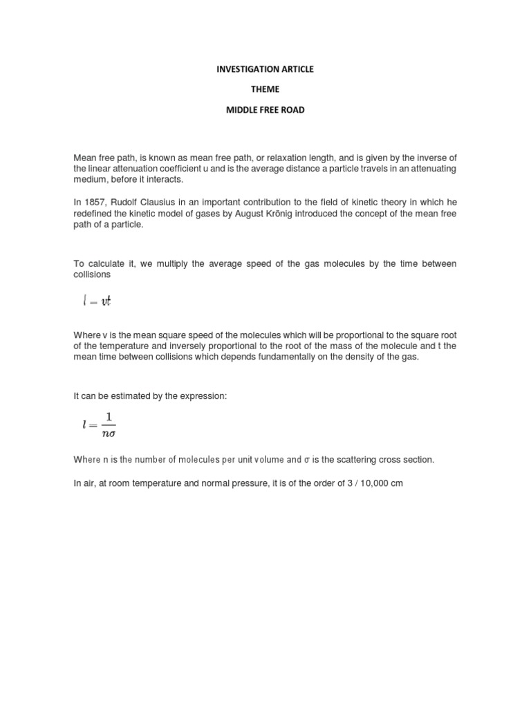Understanding Mean Free Path in Gases | PDF | Philosophy | Science ...