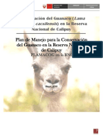 Lama Guanicoe Cacsilensis: Plan de Manejo para La Conservación Del Guanaco en La Reserva Nacional de Calipuy