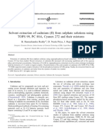 Reddy 2004(SX of Cd(II) from Sulphate Solutions using TOPS99, PC 88A, Cyanex 272 and their Mixtures)