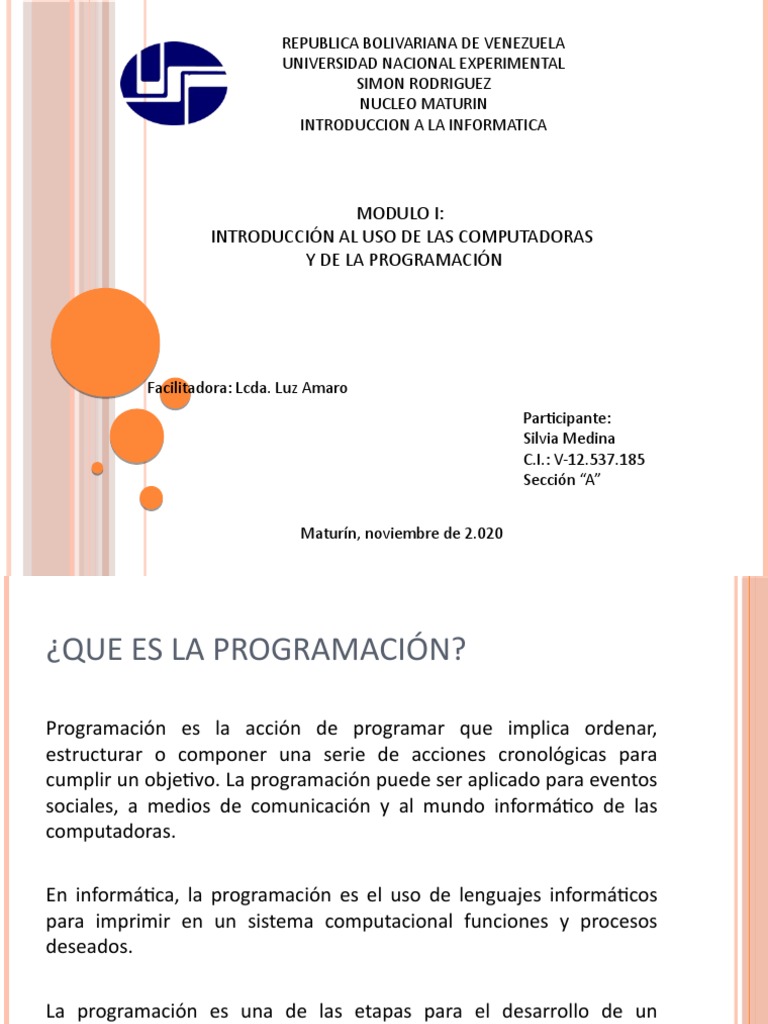 Modulo I - Introduccion A La Informatica | PDF | Programa de ...