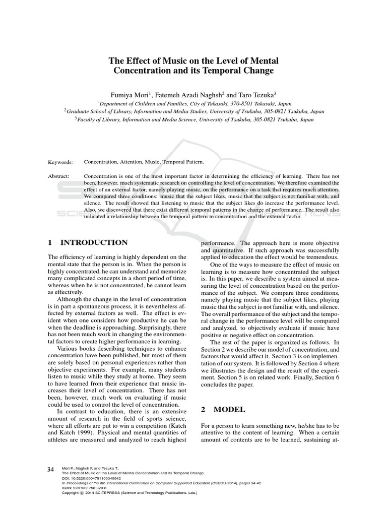 The Effect of Music On The Level of Mental Concentration and Its ...