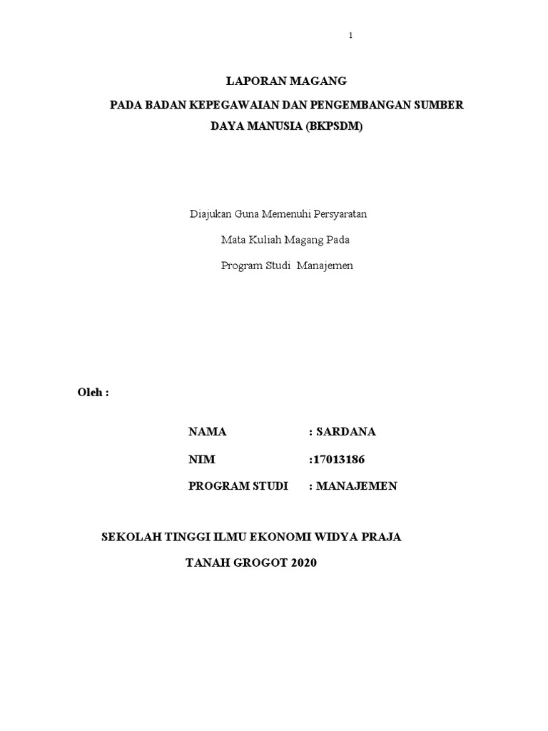 Laporan Magang di BKPSDM Paser | PDF