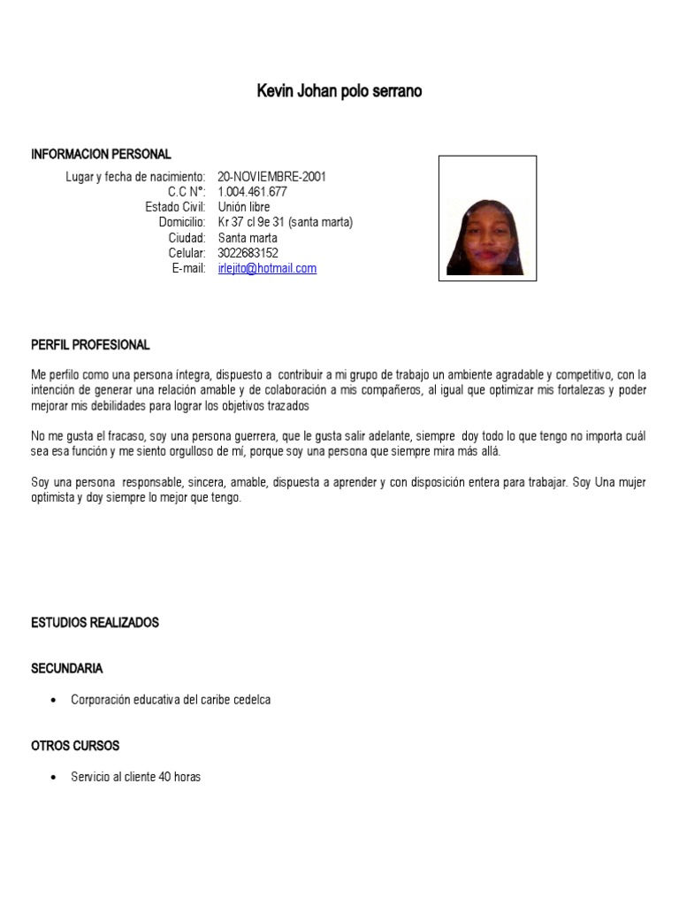 Valentina Hoja de Vida | PDF