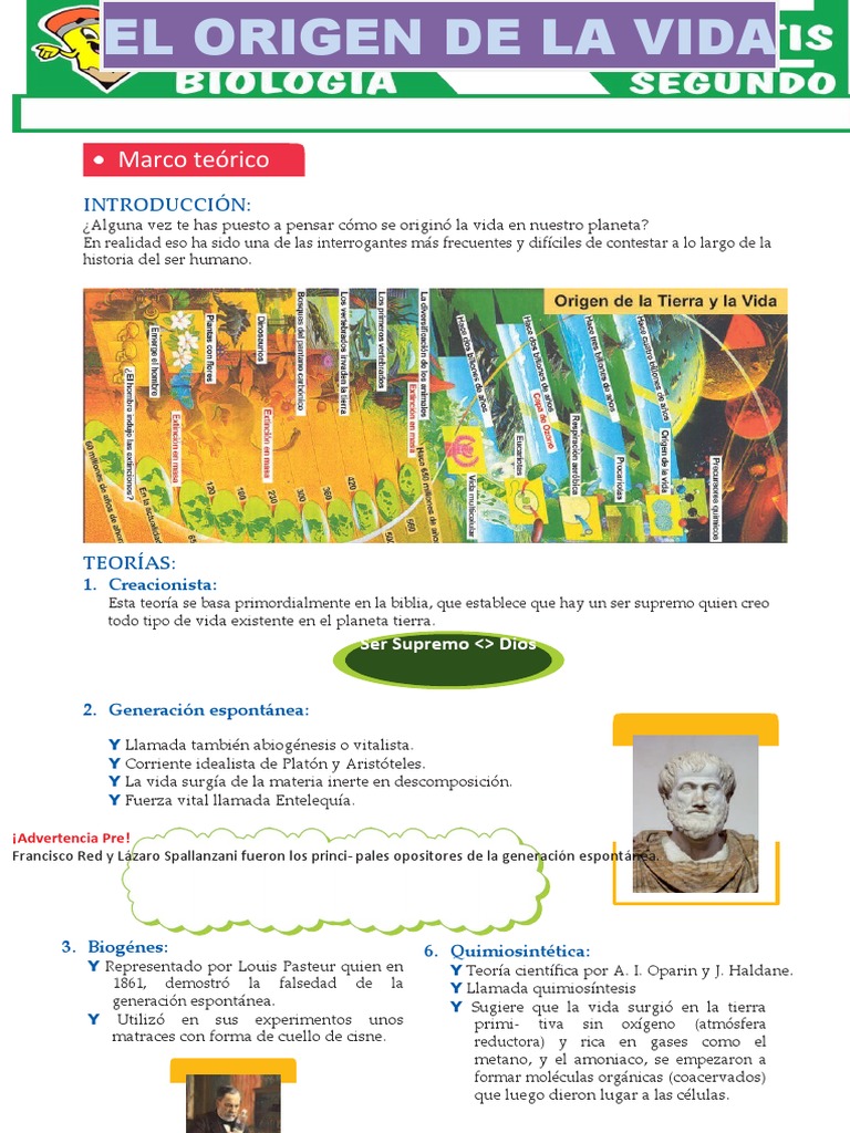 Teorías sobre el Origen de la Vida | PDF | Abiogénesis | Cianobacterias