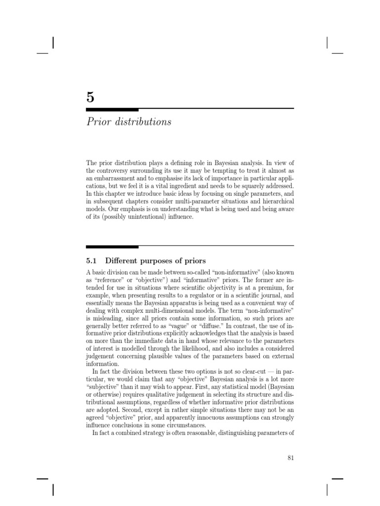 Prior Distributions: 5.1 Different Purposes of Priors | PDF | Bias Of ...