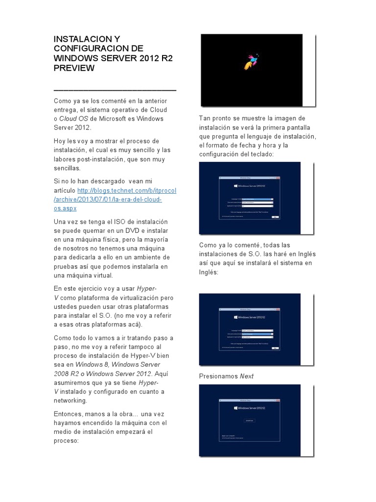 Instalacion y Configuracion de Windows Server 2012 R2 Preview | PDF ...