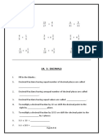 Class 5 Mathematics Worksheet - Decimals