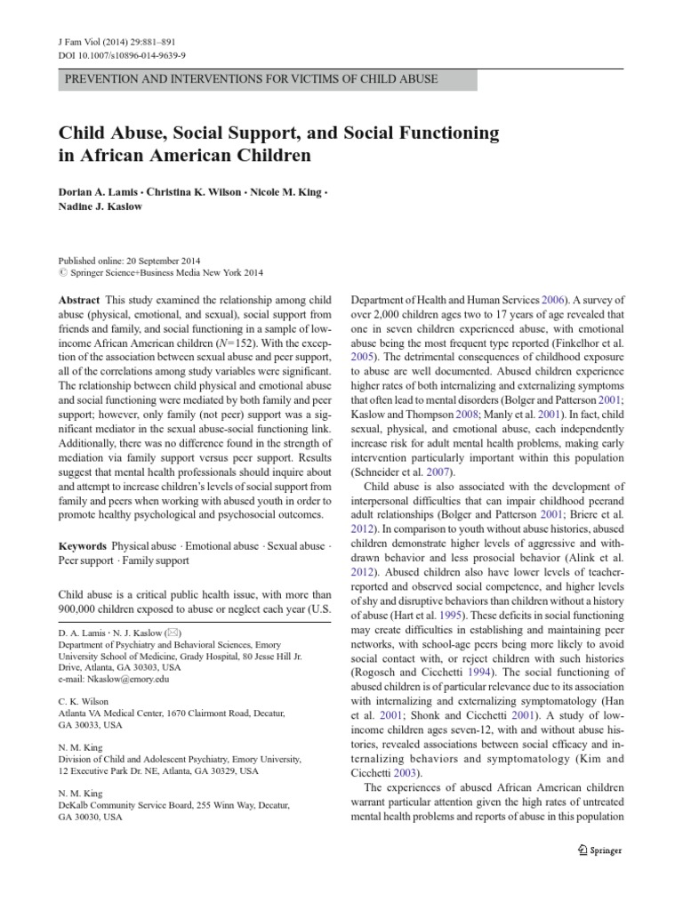 Child Abuse, Social Support, A | PDF | Social Support | Child Abuse