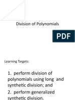 Division of Polynomials Using Long and Synthetic Division