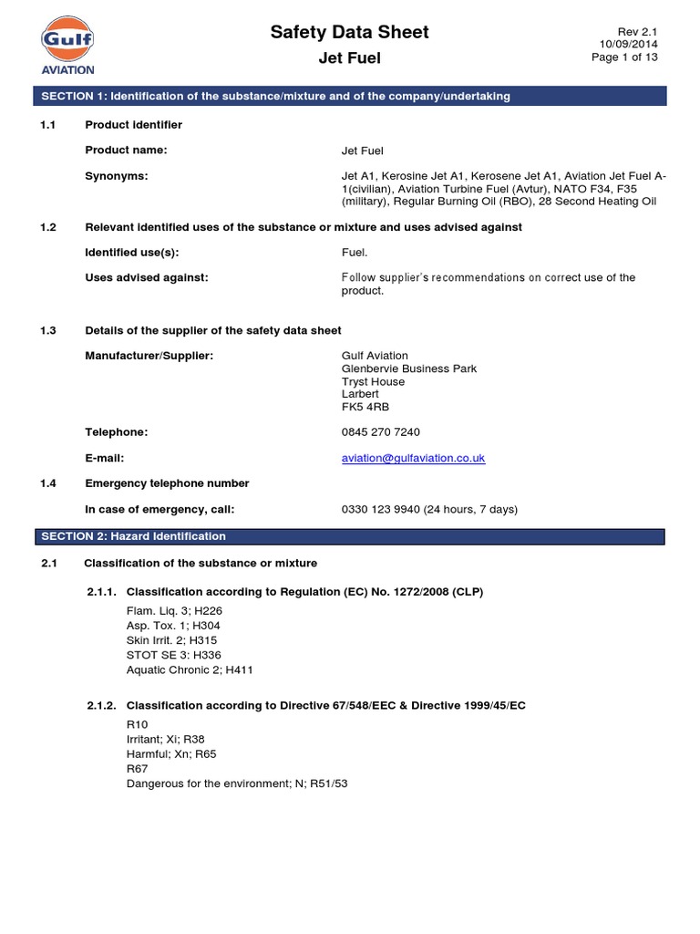 Understanding Jet Fuel An InDepth Analysis of its Properties, Hazards, and Safe Usage PDF