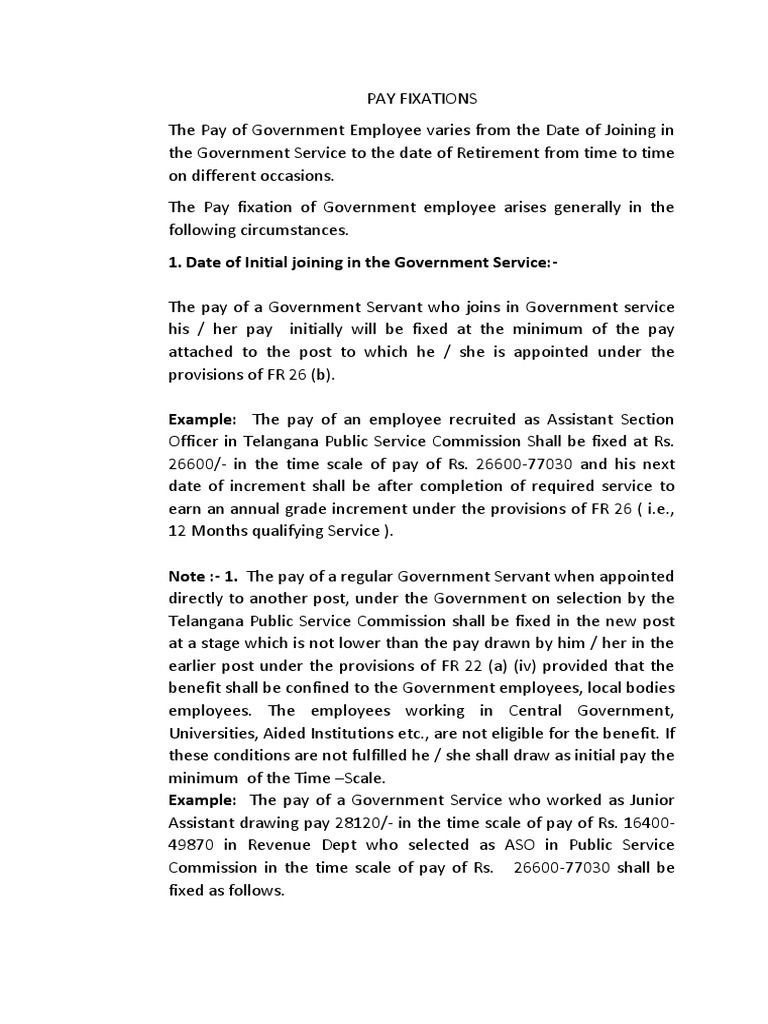 Pay Fixation Rules for Government Servants | PDF | Civil Service ...