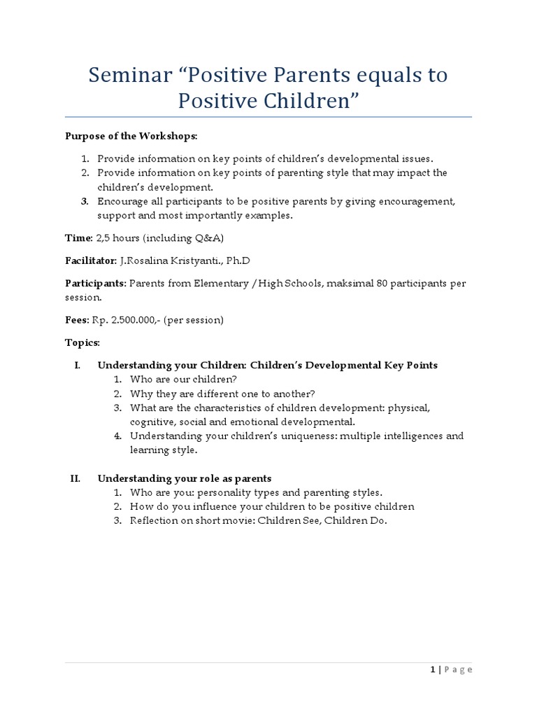 Positive Parents Equals Positive Children | PDF