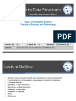 Introduction To Data Structures: Dept. of Computer Science Faculty of Science and Technology
