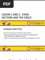 Lesson 1 and 2 - Conic Sections and The Circle