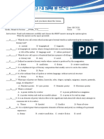 Pre-Test: Instructions: Read Each Statement Carefully and Choose The BEST Answer Among The Options Given