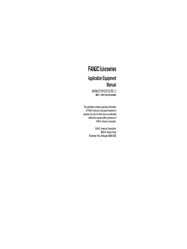 Application Equipment Manual Robot Robotics