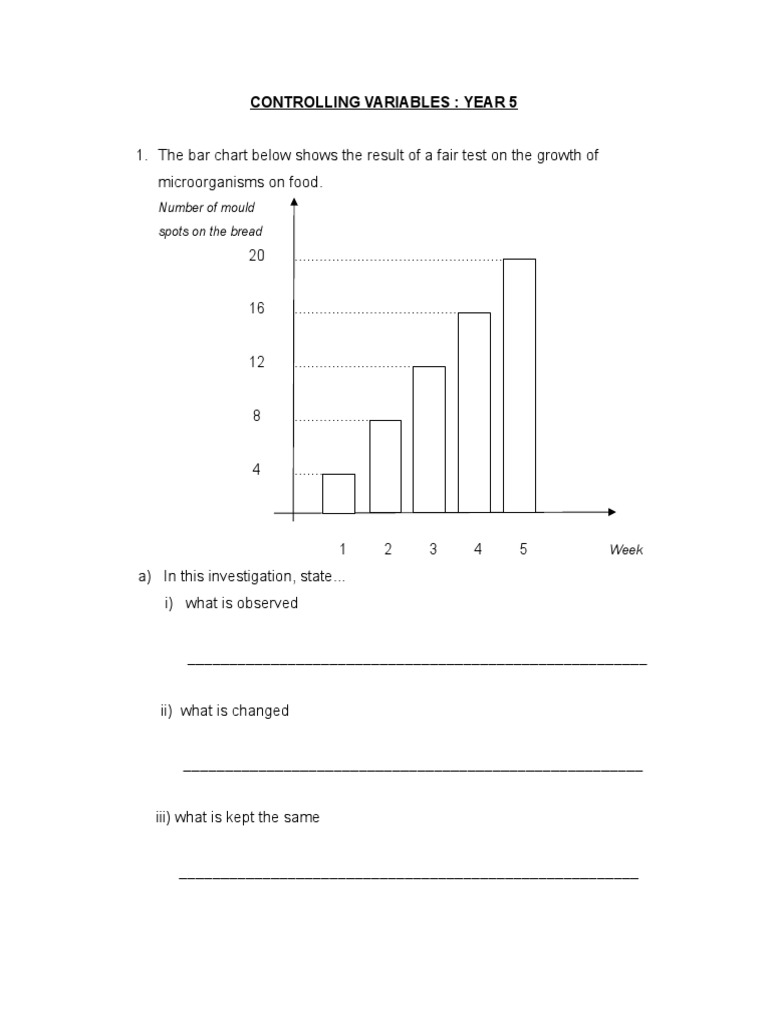 CONTROLLING VARIABLES Year 5 | PDF | Shadow | Applied And ...