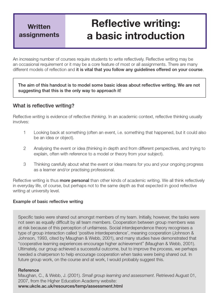 How To Write A Reflective Essay | PDF | Thought | Systems Theory