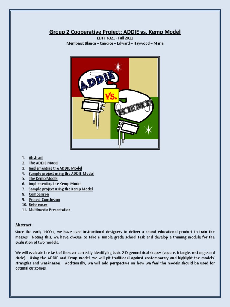 ADDIE vs. Kemp Model in Instructional Design | PDF | Instructional ...