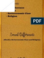 Social Differences - Gender - Socioeconomic Class - Religion