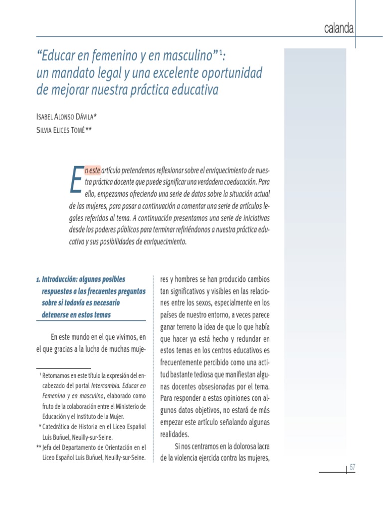 Educar en Igualdad y Coeducación | PDF | Igualdad de género | Estudios ...