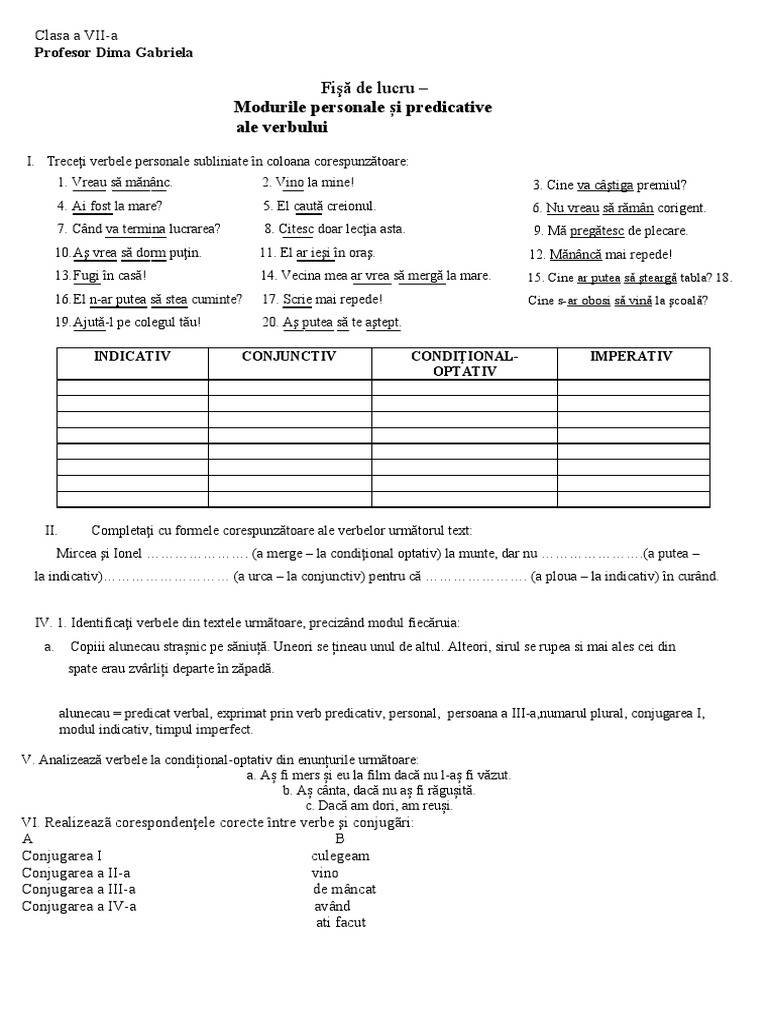 Modurile Verbului | PDF
