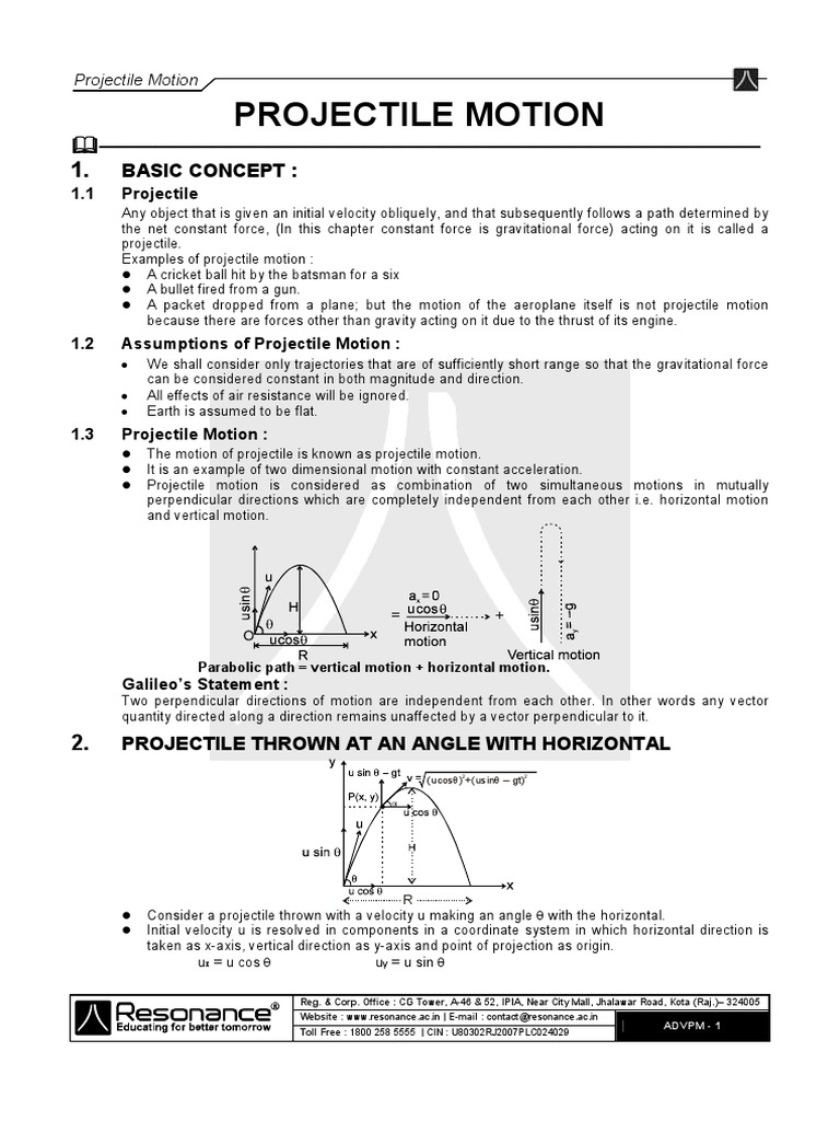 Projectile Motion English Theory jPaQ2jc PDF Geometric Measurement