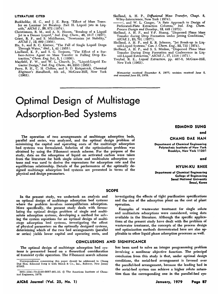 Optimal Design of Multistage Adsoprtion-Bed System PDF | PDF ...