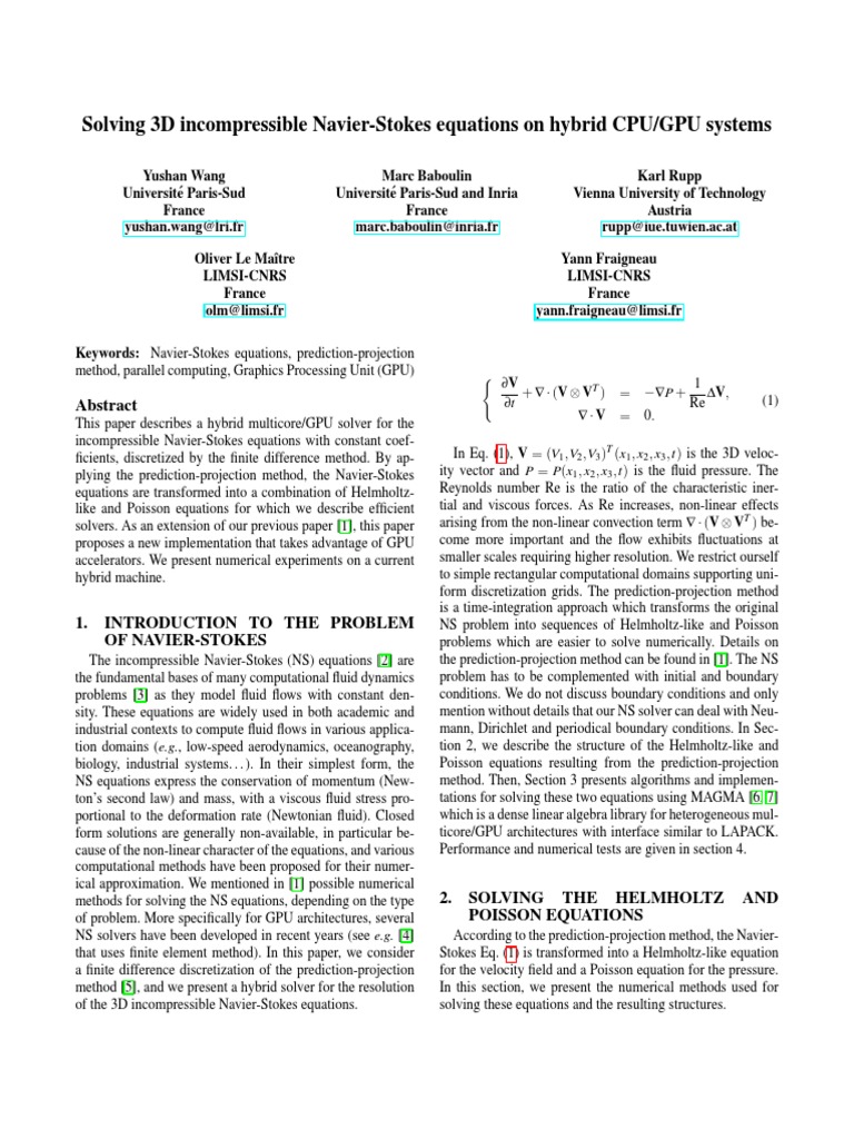 hpc14 Solving NS With GPU | PDF | Navier–Stokes Equations | Fluid Dynamics