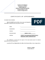 Certificate of Appearance: Office of The Election Officer