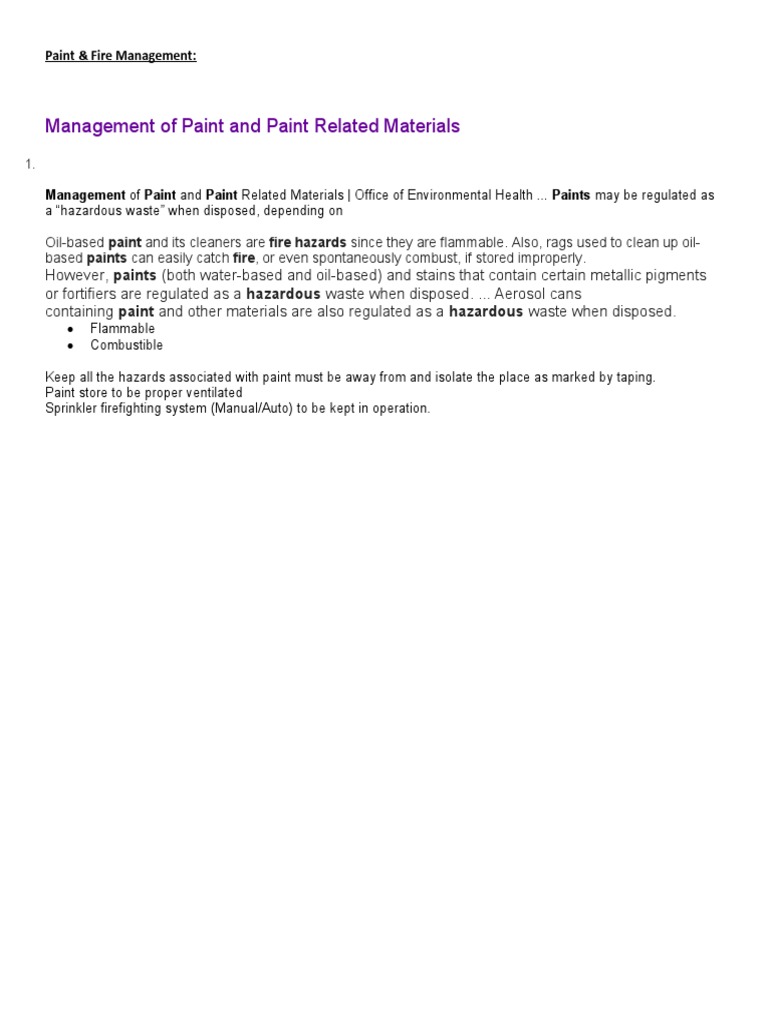Hazardous Waste Management for Paint | PDF | Art