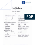 CMC Vellore Medical 2011 Last Year Question Paper PDF