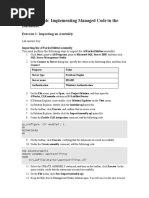 Module 8 Lab: Implementing Managed Code in The Database: Exercise 1: Importing An Assembly