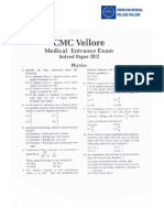CMC Vellore Medical 2012 Last Year Question Paper