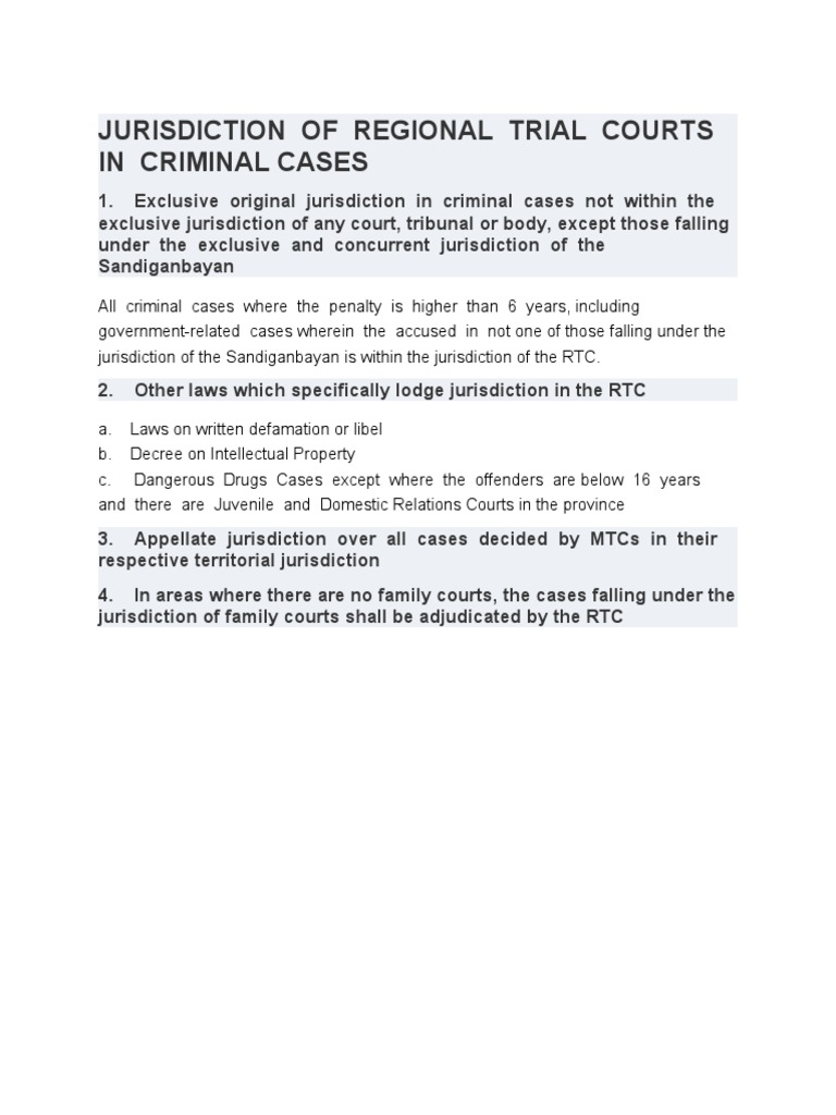 RTC Jurisdiction in Criminal Cases | PDF | Politics | Law