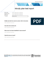 Business Continuity Plan Test Report: Briefly Describe The Scenario Used (Or Refer To Test Plan)
