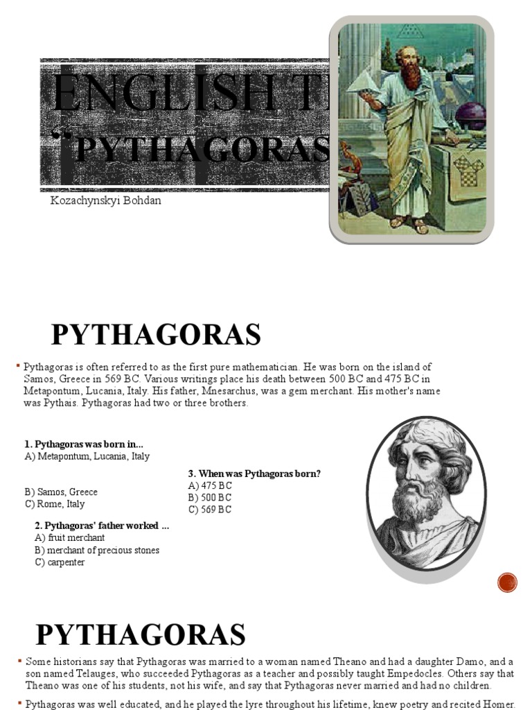 Pythagoras: Life, Theories, and Legacy | PDF | Pythagoras | Teaching  Mathematics, image size:768x1024