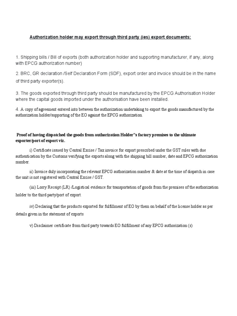 Third Party Export Authorization Guide | PDF