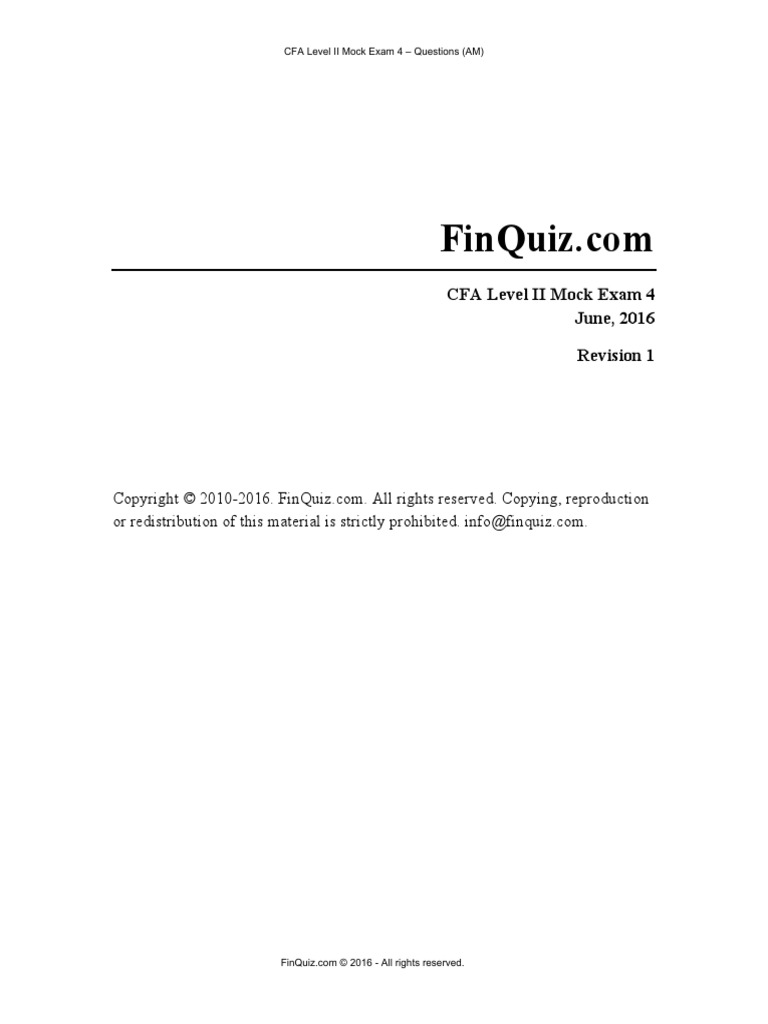 CFA Level II Mock Exam 4 - Questions (AM) | PDF | Time Series ...