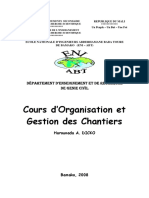 Cours D'organisation Et Gestion Des Chantiers: Département D'Enseignement Et de Recherche de Genie Civil